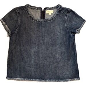 CLOTH & STONE FRAYED DENIM SS TOP